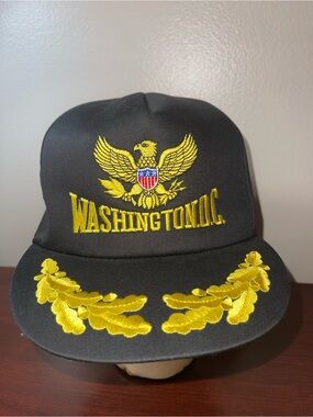 Washington D.C. Embroidered Black Cap with Gold Accents